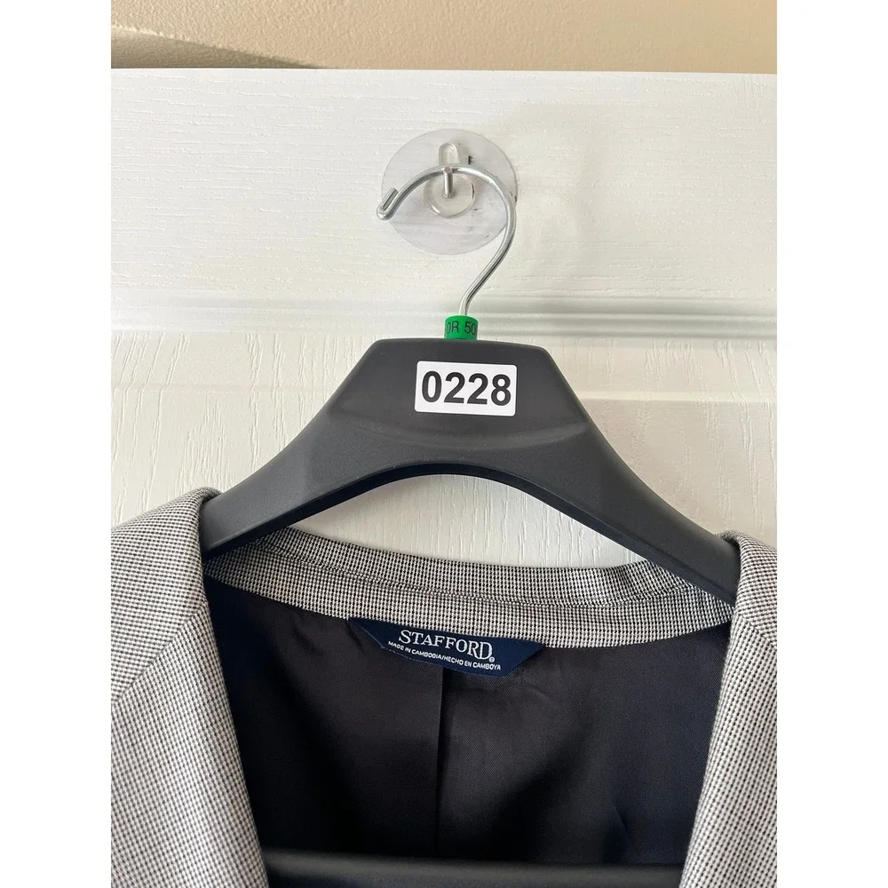Stafford Men's Light Grey Micro Check Three Button Blazer Jacket Business Casual